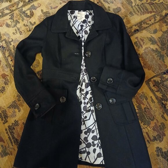 TULLE Black Wool Blend Peacoat S - Picture 8 of 10